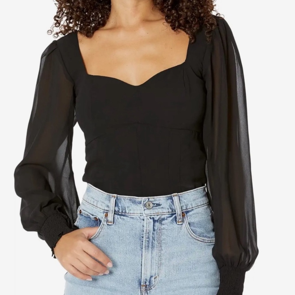 Abercrombie and Fitch black long puff sleeve sweetheart top